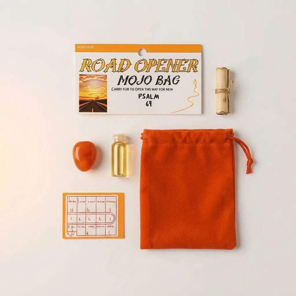 Spiritual Mojo Bag Kit — Contents Flat Lay | Generated by Modelize