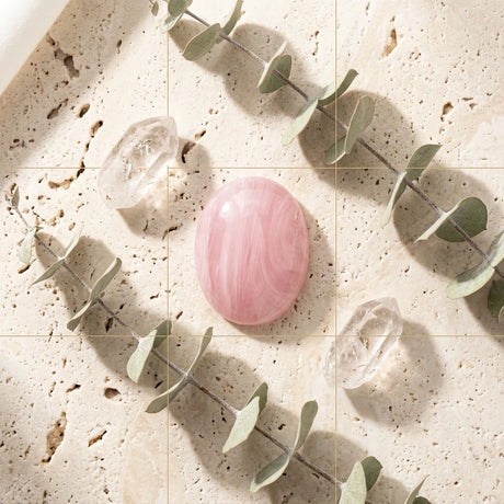Tumbled Stone / Cabochon — Spiritual Wellness Flat Lay | Generated by Modelize