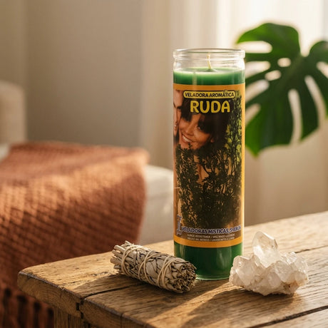 Dressed candle in glass jar — Spiritual Altar Lifestyle | Generated by Modelize