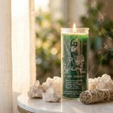Devotional tall glass candle — Sacred Space Altar | Generated by Modelize