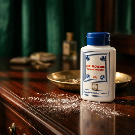 Talcum powder bottle — Heritage Vanity Lifestyle | Generated by Modelize