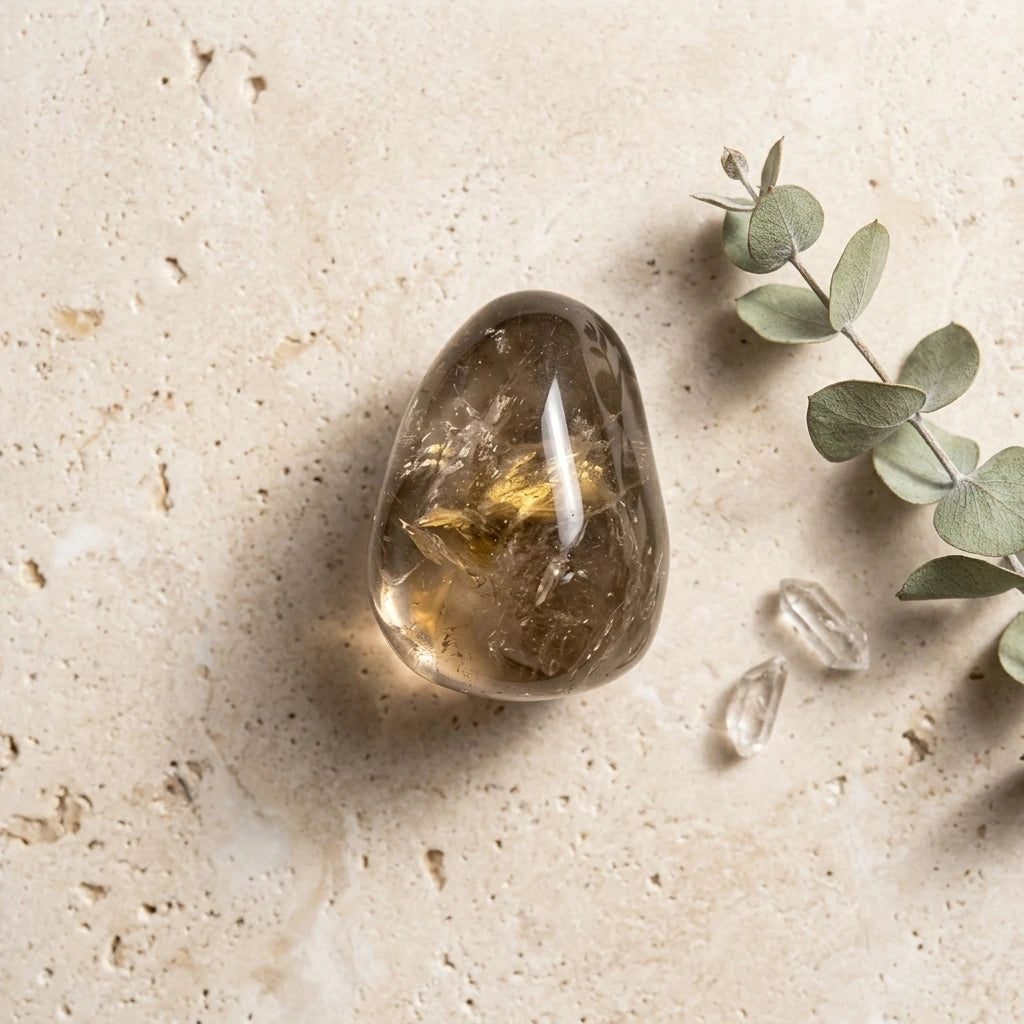 Tumbled Gemstone — Spiritual Wellness Flat Lay | Generated by Modelize