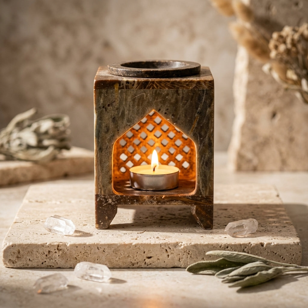 Oil Burner — Apothecary Lifestyle Scene | Generated by Modelize