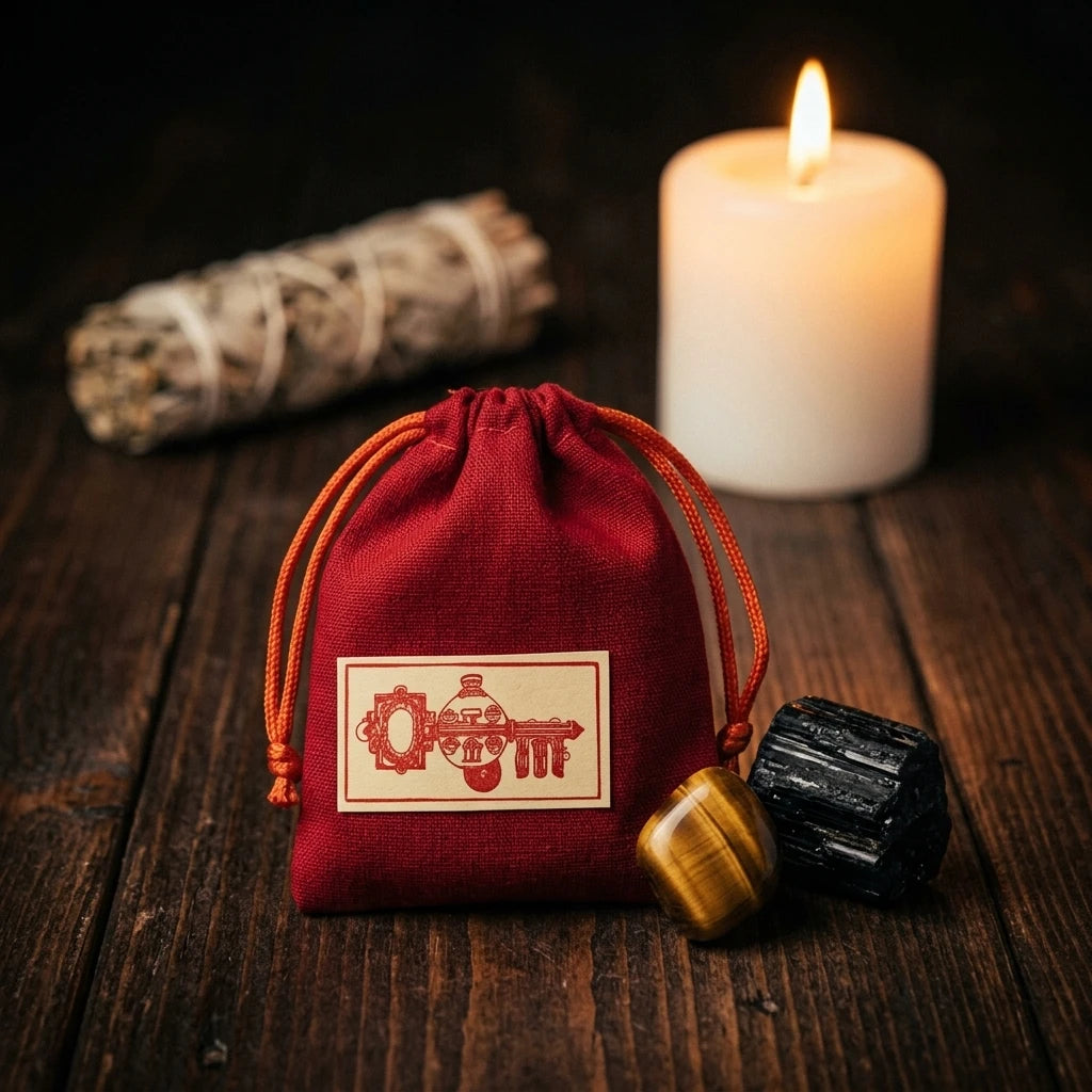Spiritual mojo bag and crystal kit — Spiritual Altar Lifestyle | Generated by Modelize
