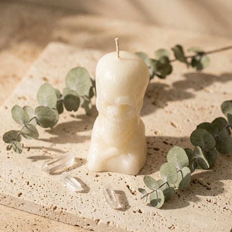 Sculptural pillar candle — Spiritual wellness lifestyle | Generated by Modelize