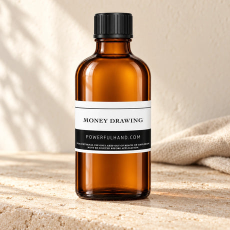 Money Drawing Oil — lifestyle photo on a limestone surface