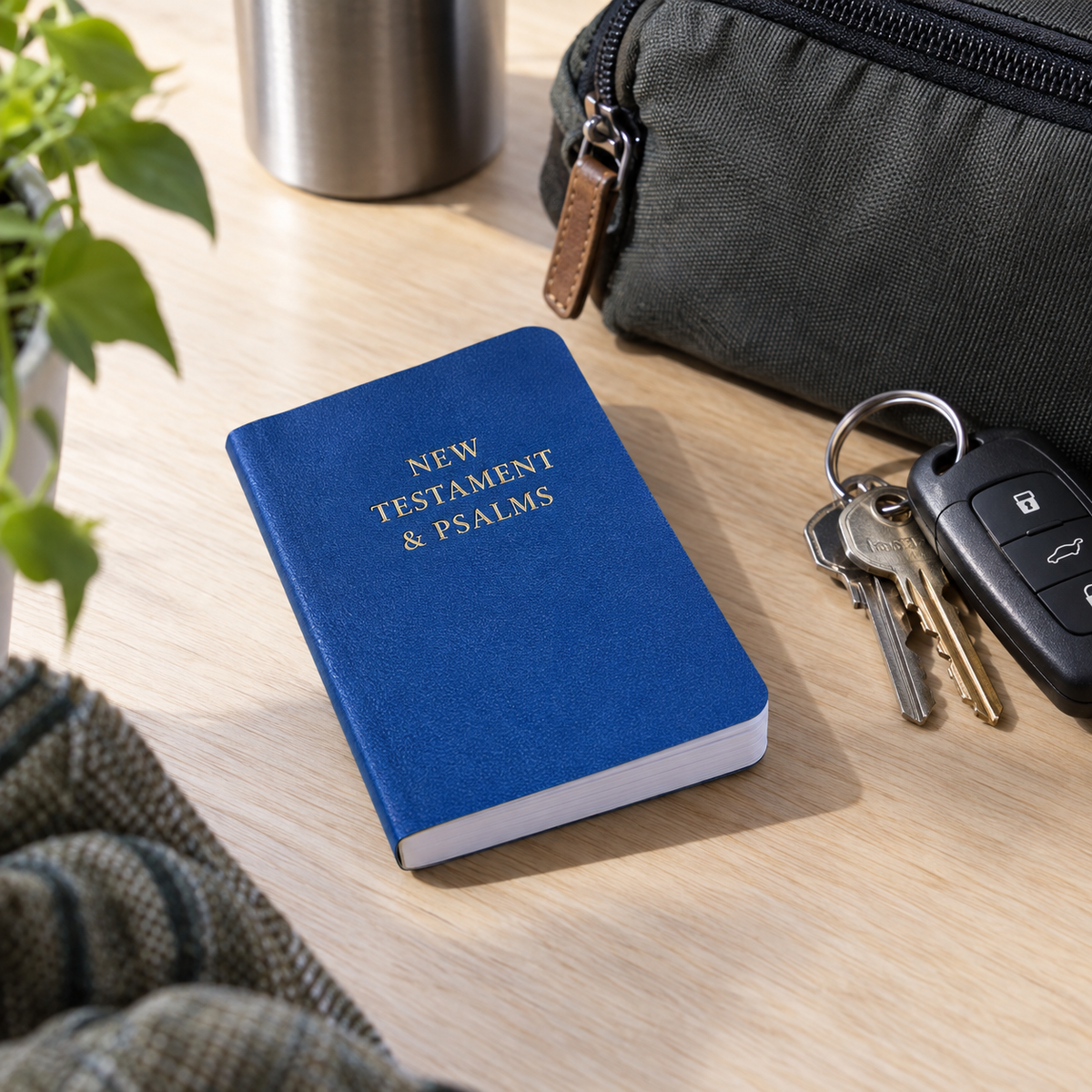 Blue Pocket New Testament and Psalms travel lifestyle