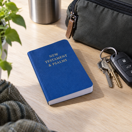 Blue Pocket New Testament and Psalms travel lifestyle