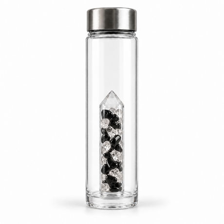 Power Liberty bottle with Obsidian and Rock Crystal