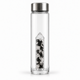 Power Protection crystal water bottle with Shungite and Rock Crystal in a straight pointed half-height insert