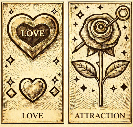 Vintage heart and rose illustration for love and attraction