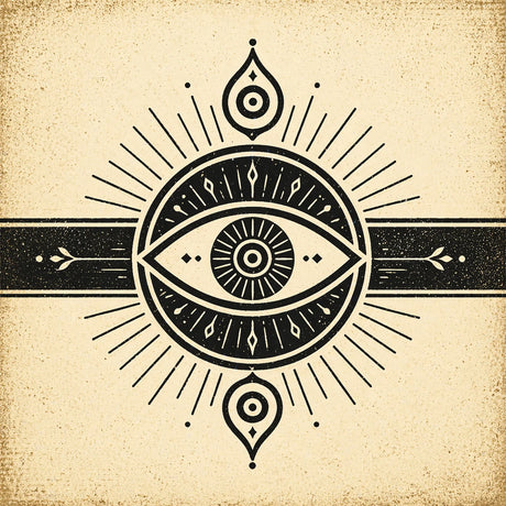 Protection illustration with eye and radiating lines