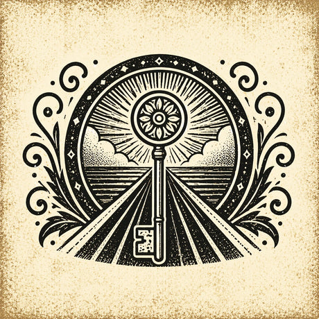 Road opening illustration with key and open doorway