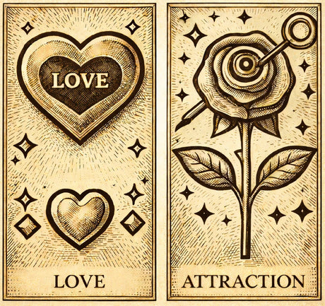 Vintage heart and rose illustration for love and attraction