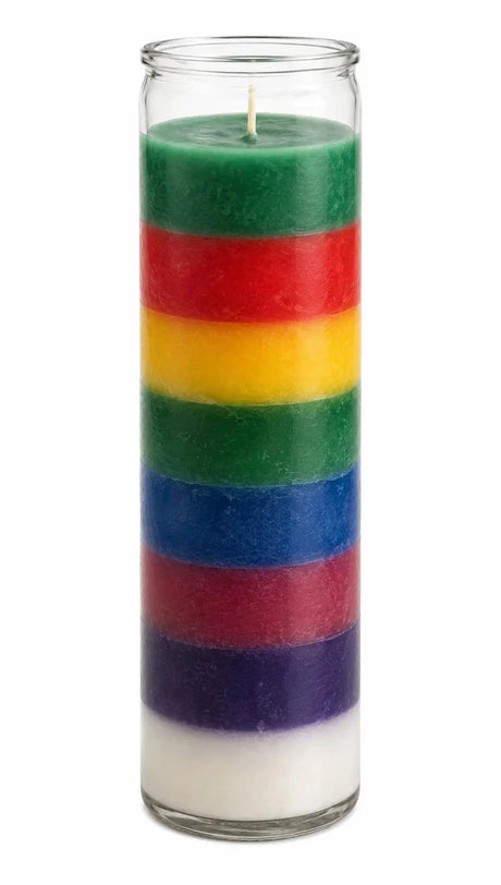 7 Colour Plain Glass Candle — product photo
