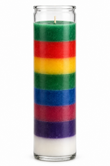 7 Colour Plain Glass Candle — front view on a white studio background