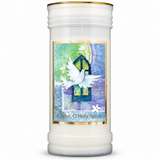 Holy Spirit prayer pillar candle — single front view on a white studio background
