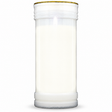 Plain white prayer pillar candle — single front view on a white studio background