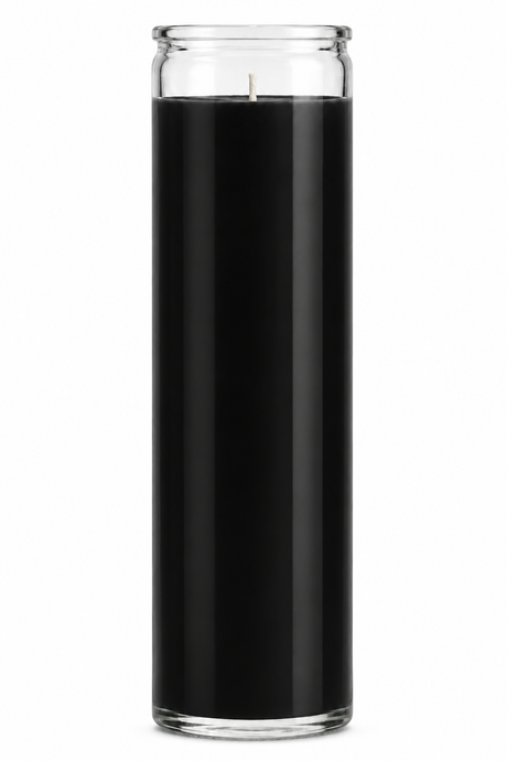 Black Plain Glass Candle — front view on a white studio background