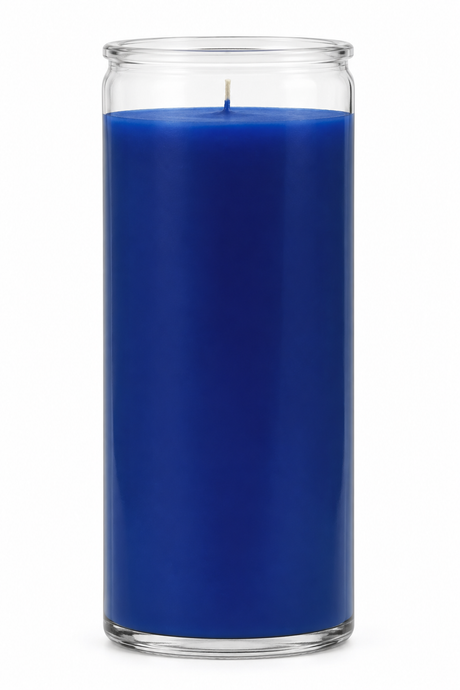 Blue 14 Day Plain Candle — front view on a white studio background