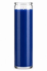Blue Plain Glass Candle — front view on a white studio background