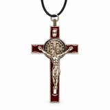 Saint Benedict Metal Crucifix – Brown Enamel, 3 Inch — product on a white studio background