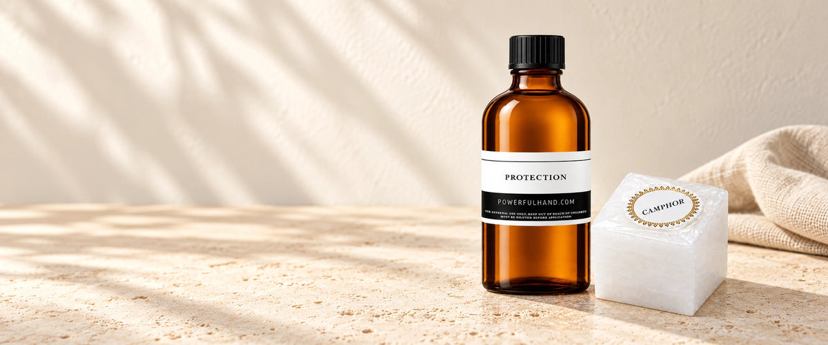 Protection oil and camphor on warm stone