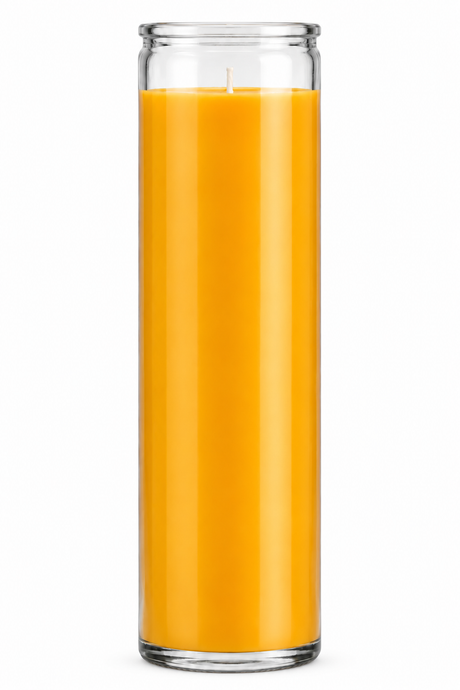 Gold Plain Glass Candle — front view on a white studio background