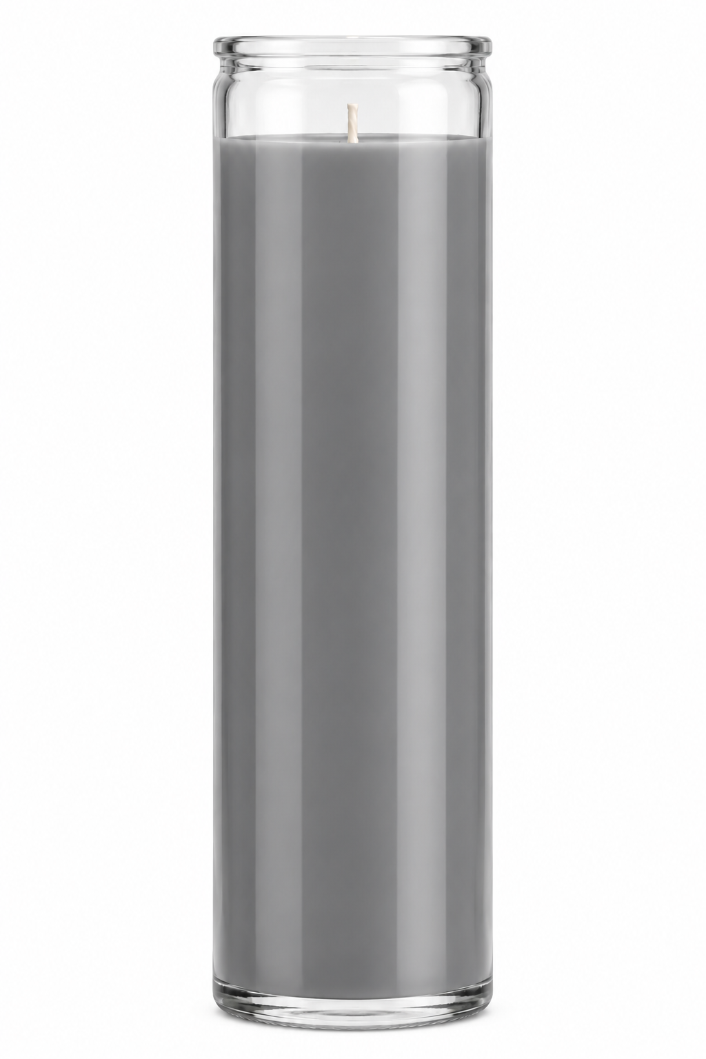 Grey Plain Glass Candle — front view on a white studio background