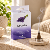 Elements Lavender Incense Cones – 15 Pack — styled lifestyle product photograph