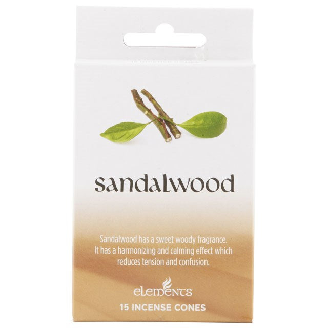 Elements Sandalwood Incense Cones – 15 Pack — product on a white studio background