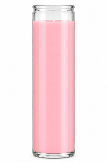 Pink Plain Glass Candle — front view on a white studio background