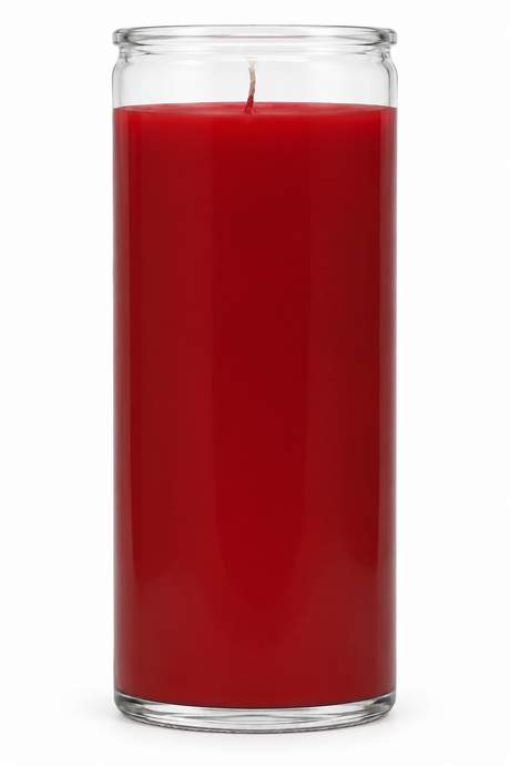 Red 14 Day Plain Candle — front view on a white studio background