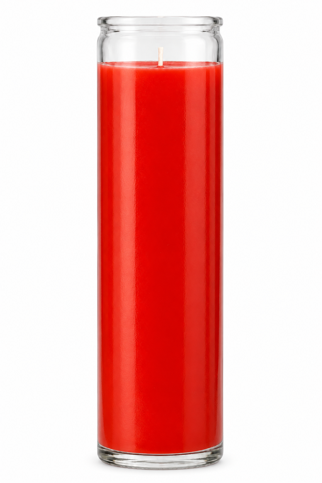 Red Plain Glass Candle — front view on a white studio background