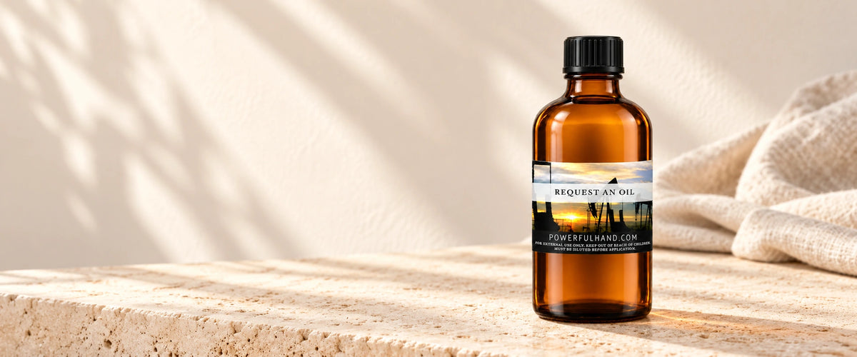 Request an Oil bottle on warm stone