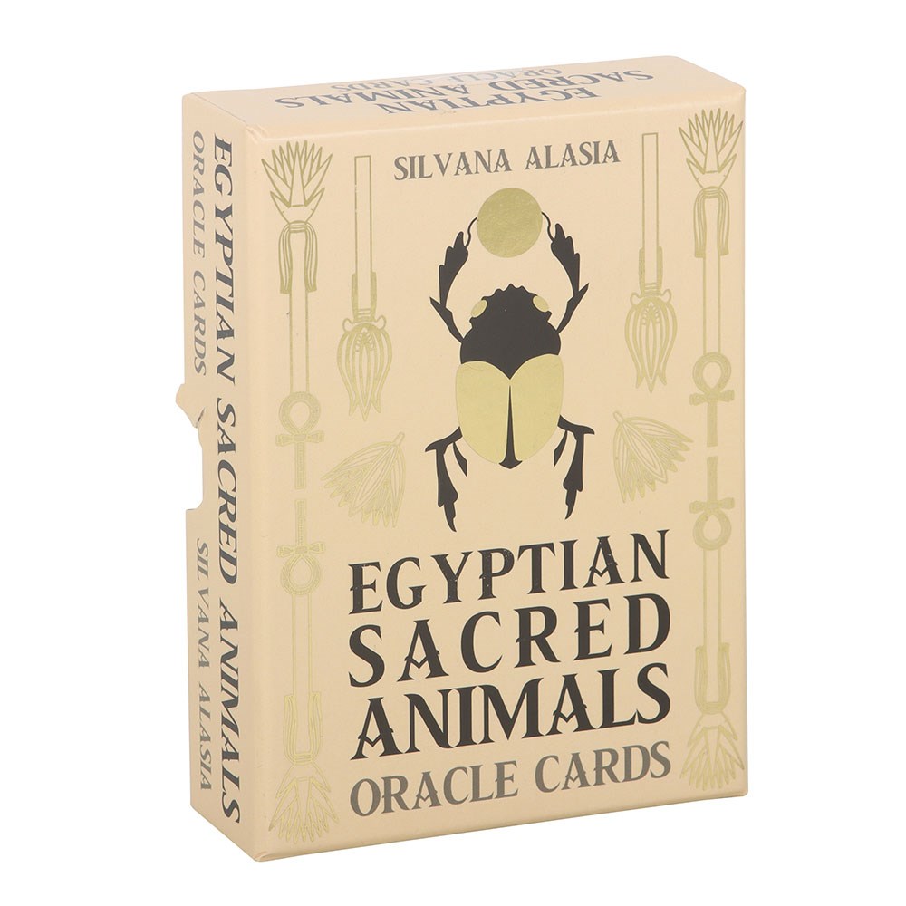 Egyptian Sacred Animals Oracle Cards by Silvana Alasia — product on a white studio background