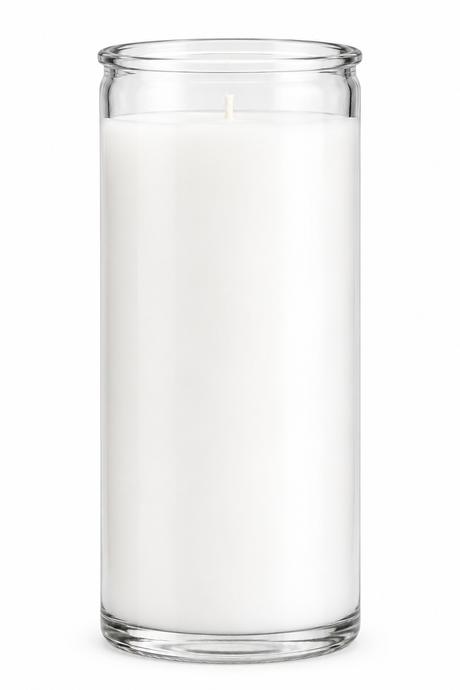White 14 Day Plain Candle — front view on a white studio background