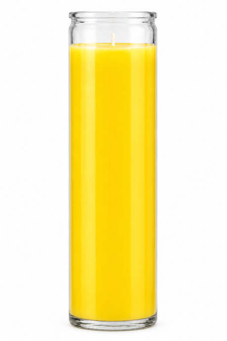 Yellow Plain Glass Candle — front view on a white studio background