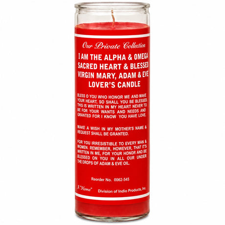 Adam & Eve Lovers Sacred Heart & Blessed Virgin Mary Candle 7 Sisters Of New Orleans