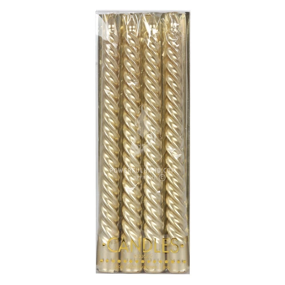 4 x Gold Twist Taper Candles