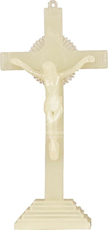 Crucifix debout en plastique lumineux (16,5 cm)