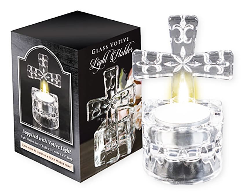 Glass Cross Tea Light Holder