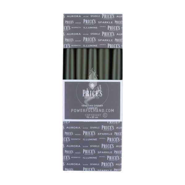 Prices 10" Taper Candles 10 Pack (Green)