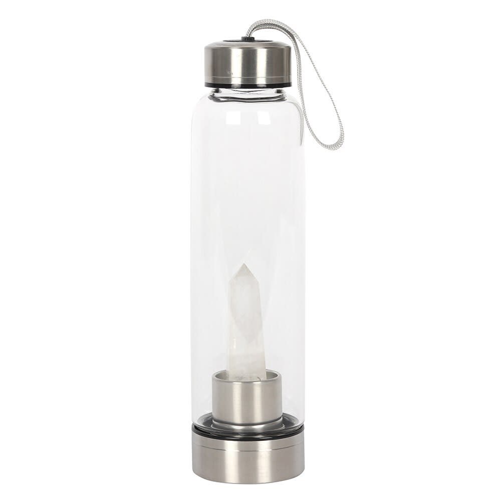 Clear Quartz Calming Glass Water Bottle