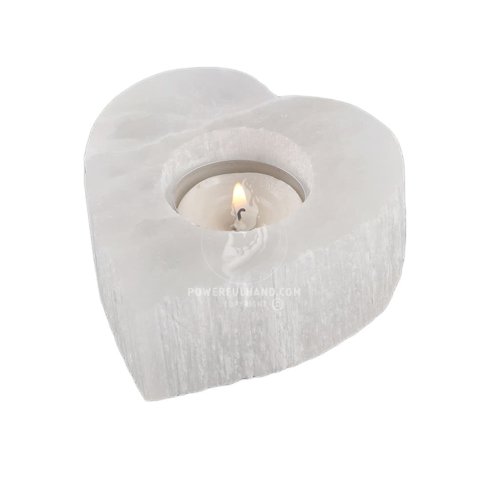 Selenite Heart Tea Light Holder