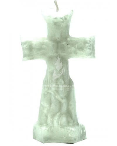 Bougie rituelle d’autel de crucifix blanc