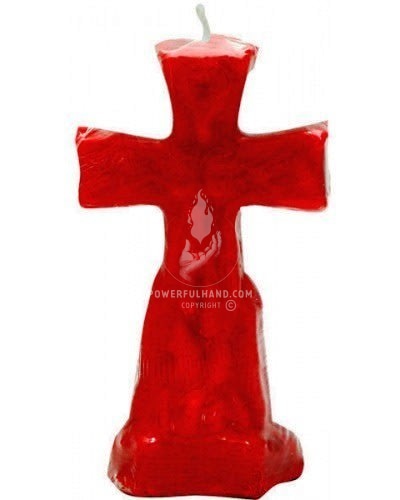 Bougie rituelle d’autel de crucifix rouge