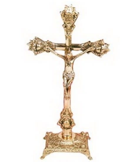 16" Brass Embossed Cross