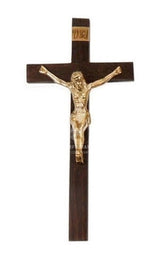 Croix en bois avec Jésus en laiton