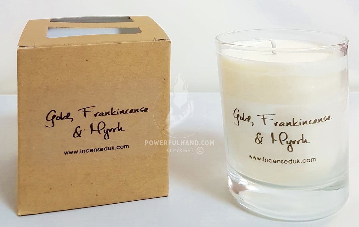 Bougie parfumée encens et myrrhe dorée